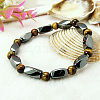 Round Natural Tiger Eye Stretch Bracelets BJEW-G072-14-1