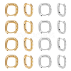 16Pcs 2 Colors Half Spiral Rectangle Brass Hoop Earrings for Women EJEW-UN0003-26-1