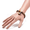 Gemstone Round Beaded Stretch Bracelet with Heart Charm for Women BJEW-JB09019-5