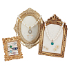 3Pcs 3 Styles Resin & Linen Photo Frame Jewelry Necklace Display Stands ODIS-OC0001-97-1