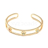 Cubic Zirconia Hamsa Hand with Evil Eye Open Cuff Bangle with Enamel BJEW-A123-12G-1