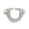 Rack Plating Brass Micro Pave Cubic Zirconia U Shape Open Cuff Rings for Women RJEW-C080-03P-2