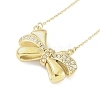 304 Stainless Steel Crystal Rhinestone Cable Chain Bowknot Pendant Necklaces for Women NJEW-C055-09G-1