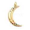 Moon Theme Rack Plating Brass Micro Pave Cubic Zirconia Pendants KK-Z071-52G-02-1