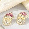 Christmas Rack Plating Brass Cubic Zirconia Stud Earrings EJEW-K245-55B-G-1