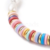 Natural Pearl & Polymer Clay Beaded Bracelet BJEW-TA00085-4