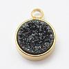 Electroplated Natural Druzy Agate Charms G-P321-04G-2