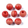 Painted Natural Wood Beads WOOD-S057-072N-1