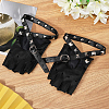 2 Pairs PU Leather Biker Punk Gloves with Belt AJEW-CL0003-02-3