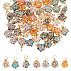70Pcs 7 Color Copper Wired Wrapped Glass Pendants PALLOY-FH00011-1