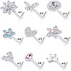 316L Surgical Stainless Steel Clear Cubic Zirconia L-Shaped Nose Rings WG135CD-11-2