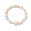 Synthetic Turquoise & Wood & Glass Beaded Stretch Bracelets for Boys Girls BJEW-JB11129-01-1