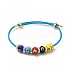 Lampwork Evil Eye & Brass Beaded Bangle BJEW-L679-04G-06-2