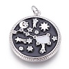 Brass Cubic Zirconia Pendants KK-O113-06B-2