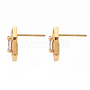 Brass Micro Pave Clear Cubic Zirconia Stud Earrings EJEW-S210-016E-NR-3
