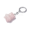 Natural Rose Quartz Pendant Keychains KEYC-P011-02P-06-3