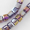 Electroplate Glass Beads Strands X-EGLA-R030-6x6mm-09-1