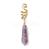 Wire Wrapped Natural Rose Quartz & Green Aventurine & Amethyst & Quartz Crystal & Lapis Lazuli & Alloy Braiding Hair Pendants Decoration Clips OHAR-JH00041-4