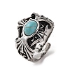 Oval Synthetic Turquoise Cuff Rings RJEW-B107-14AS-01-2