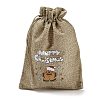 Christmas Printed Burlap Packing Pouches Drawstring Bags ABAG-Q053-02B-06-3