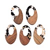 Transparent Resin and Walnut Wood Pendants RESI-T057-02A-1