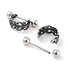 Flower 316 Surgical Stainless Steel Shield Barbell Hoop Earrings EJEW-Z050-46AS-2