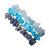 3Pcs Natural Aquamarine & Natural Lapis Lazuli & Synthetic Turquoise Chip Beaded Stretch Bracelet Sets BJEW-JB10861-3