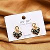 Brass Enamel Stud Earrings EJEW-P301-03G-1