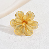 Elegant Hollow Flower Iron Cuff Rings for Bride Lady Daily Vacation Gift KR3281-4