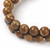 Adjustable Natural Petrified Wood Braided Bead Bracelets BJEW-E351-01H-4