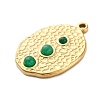 304 Stainless Steel Natural Green Aventurine Pendants STAS-H235-09G-03-2