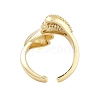 Rack Plating Heart Brass Micro Pave Cubic Zirconia Open Cuff Rings for Women RJEW-B064-08G-3