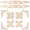 Rubber Wood Flower Carved Corner Decor AJEW-FH0009-26-1