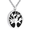 Stainless Steel Black Enamel Oval Tree Pendant Urn Ashes Necklaces PW-WG0BEDB-01-1