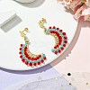 Moon Handmade Glass Seed Beads Dangle Stud Earrings EJEW-MZ00360-02-1