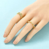 2Pcs 2 Styles Brass Micro Pave Clear Cubic Zirconia Cuff Rings for Women RJEW-S399-01G-2