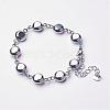 304 Stainless Steel Glass Link Bracelets BJEW-JB02795-2