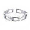 Non-Tarnish 304 Stainless Steel Rectangle Wrap Open Cuff Ring RJEW-T023-70P-1