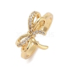 Bowknot Brass Micro Pave Clear Cubic Zirconia Open Cuff Rings RJEW-S417-01G-04-1