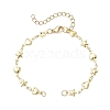 Brass Star Heart Link Chain Bracelet Making AJEW-JB01437-1