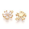 Brass Pave Clear Cubic Zirconia Connector Charms KK-T078-03G-05-2