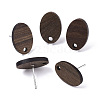 Walnut Wood Stud Earring Findings X-MAK-N033-006-1