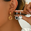 Stainless Steel Flat Round with Hollow Heart Hoop Earrings Daily Holiday Accessories OM1741-1-2