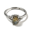 Oval Natural Labradorite Adjustable Rings RJEW-Q818-01P-08A-3