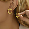 Elegant Hollow Heart Stainless Steel Stud Earrings for Women QB3366-1