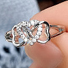 Alloy Rhinestone Plain Band Rings PW-WG28CFB-01-3