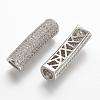 Brass Micro Pave Cubic Zirconia Tube Beads ZIRC-N025-58P-1