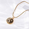 304 Stainless Steel Crystal & Jet Rhinestone Yin-yang Pendant Round Snake Chain Necklaces for Women NJEW-Z044-12G-3