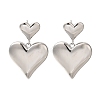 Brass Heart Stud Earrings for Women EJEW-U026-04P-1