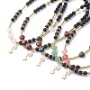 Natural Lava Rock & Gemstone Heart Beaded Necklace NJEW-JN03996-1